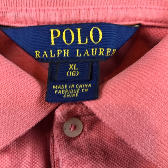 Polo Ralph Lauren Girls Preppy Style Casual Pink Cotton Polo Shirt Gray Pony XL - Picture 4 of 5